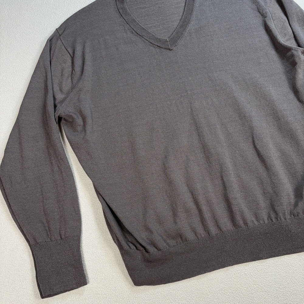 Muji True Hemp Blend Sweater Women's L Gray V-Neck Lightweight BA1OH24S - Picture 4 of 15